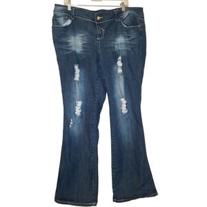 DERÈON By Beyonce Womens Jeans Size 20W Dark Wash Distressed Denim Flare Leg